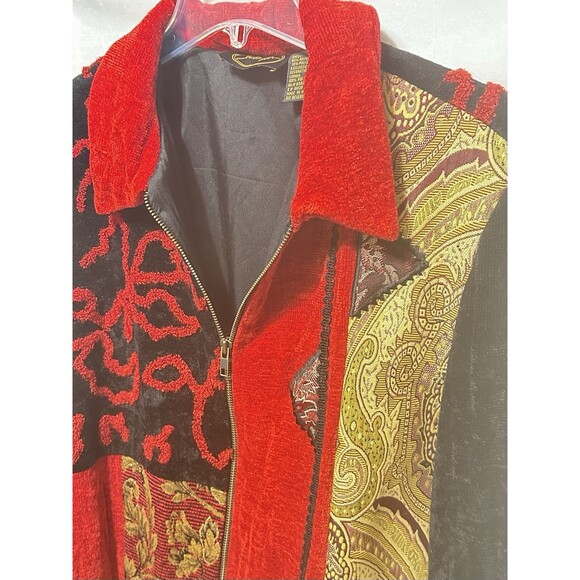 Julia Kim Womens Large Artsy Block Patchwork Rayon Jacket - Picture 9 of 13